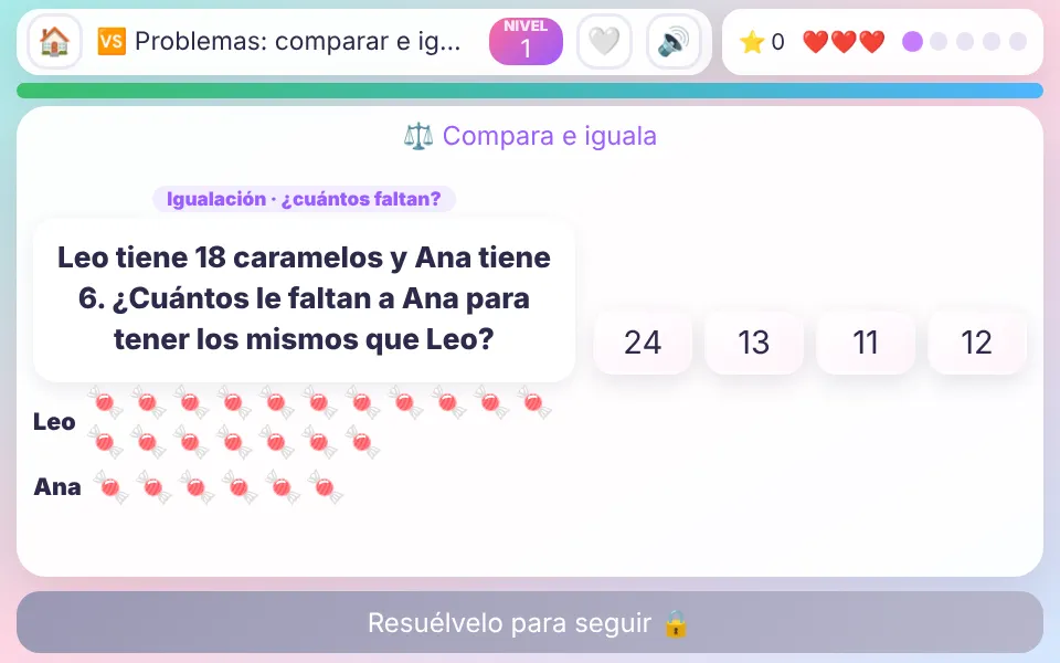 Screenshot of Problems: Compare and Equalise